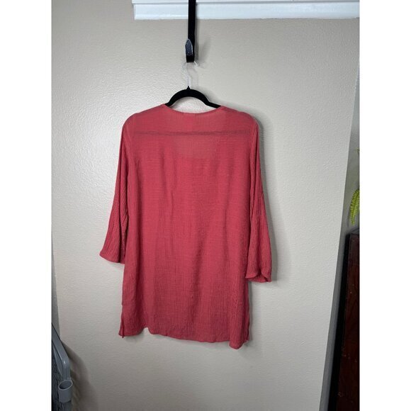 St Johns Bay Women's Rust Blouse Size‎ L 3/4 sleeve v-neck pullover - Picture 4 of 5